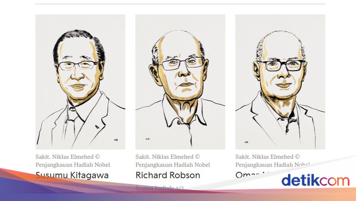 3 Ilmuwan Peraih Hadiah Nobel Kimia 2025, Ada Eks Pengungsi Palestina